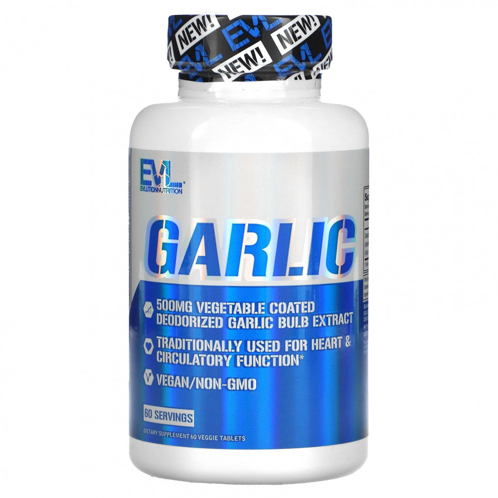   (Iherb) EVLution Nutrition, Garlic , 500 mg, 60 Veggie Capsules    -     , -, 