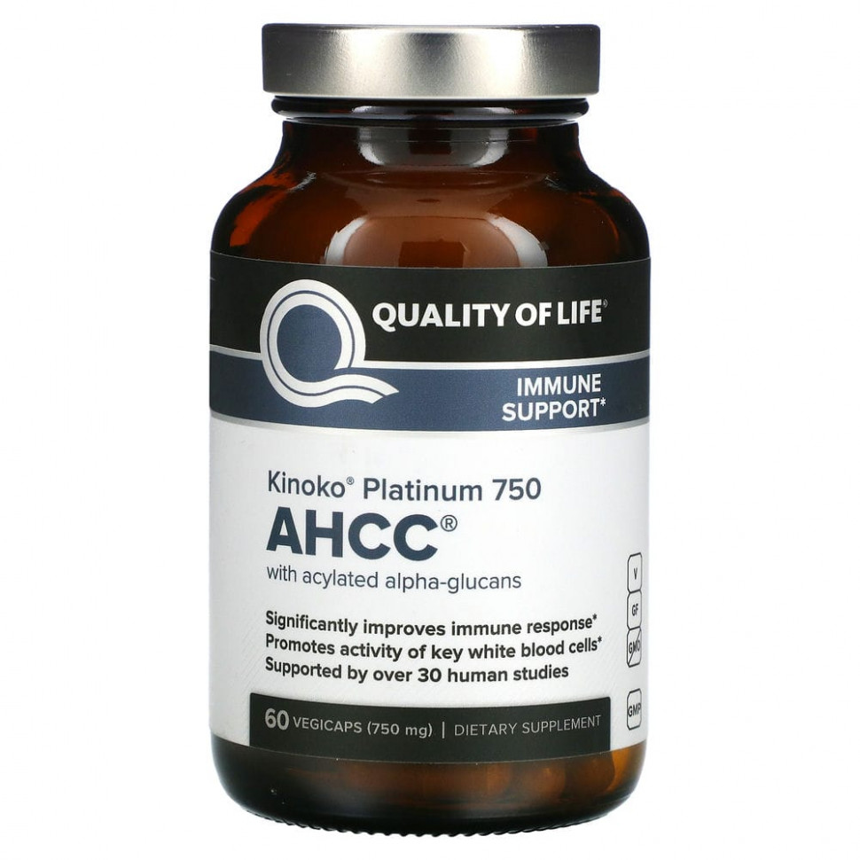 ���� ������ (Iherb) Quality of Life Labs, Kinoko Platinum AHCC, �������� ���������, 750 ��, 60 ������������ ������, ������ �� 13990 ���