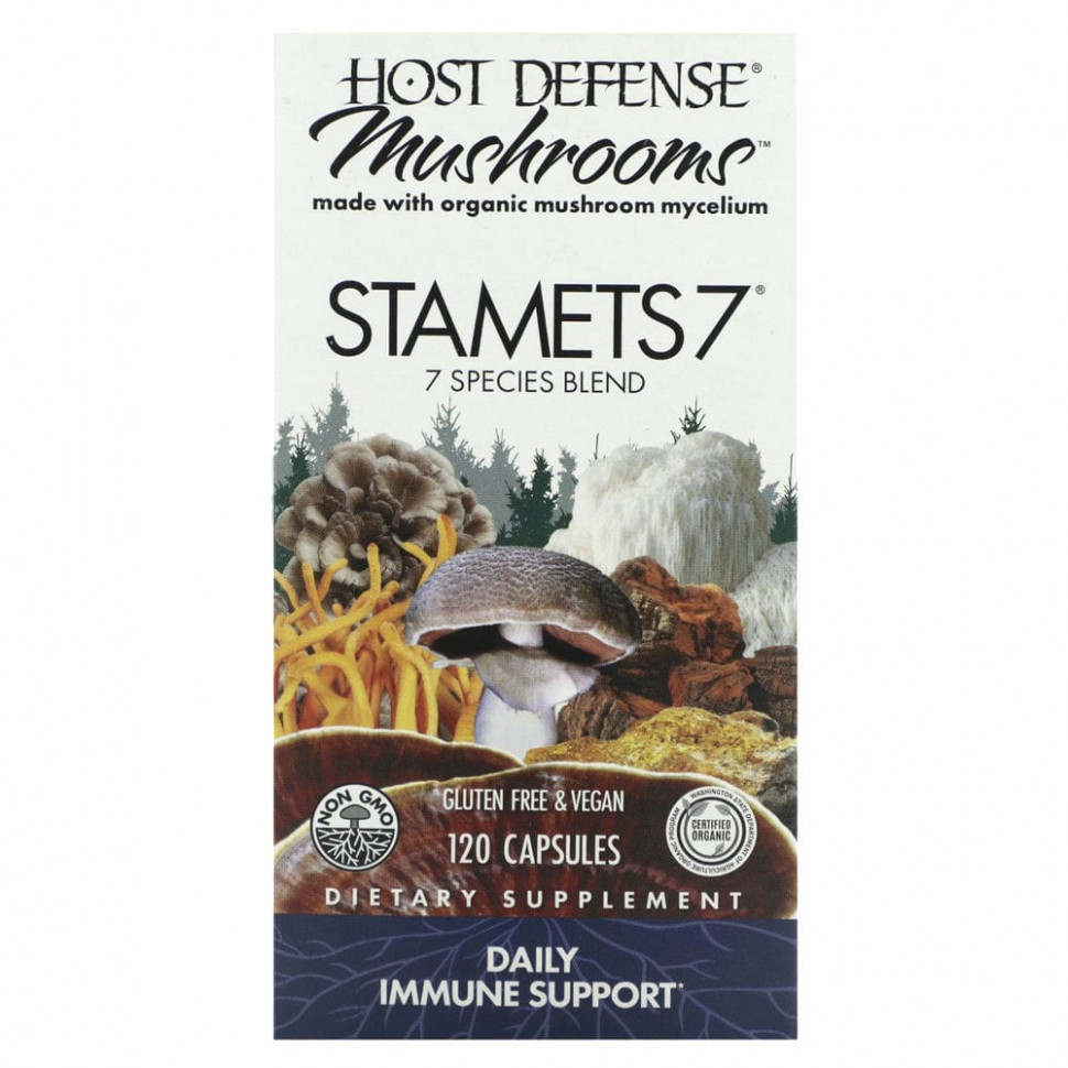 ���� ������ (Iherb) Fungi Perfecti, Host Defense, Stamets 7, �����, ���������� ��������� �������� �������, 120 �������������� ������, ������ �� 10130 ���