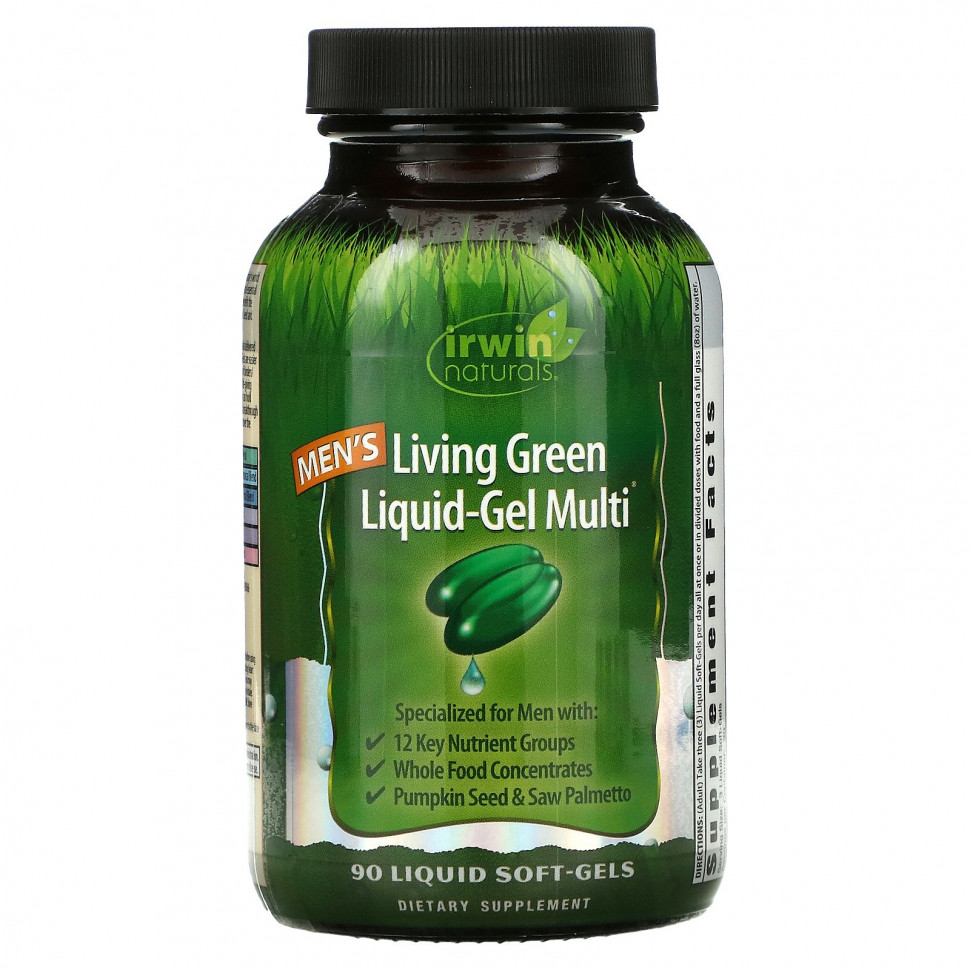   (Iherb) Irwin Naturals, Men's Living Green Liquid-Gel Multi, 90         -     , -, 