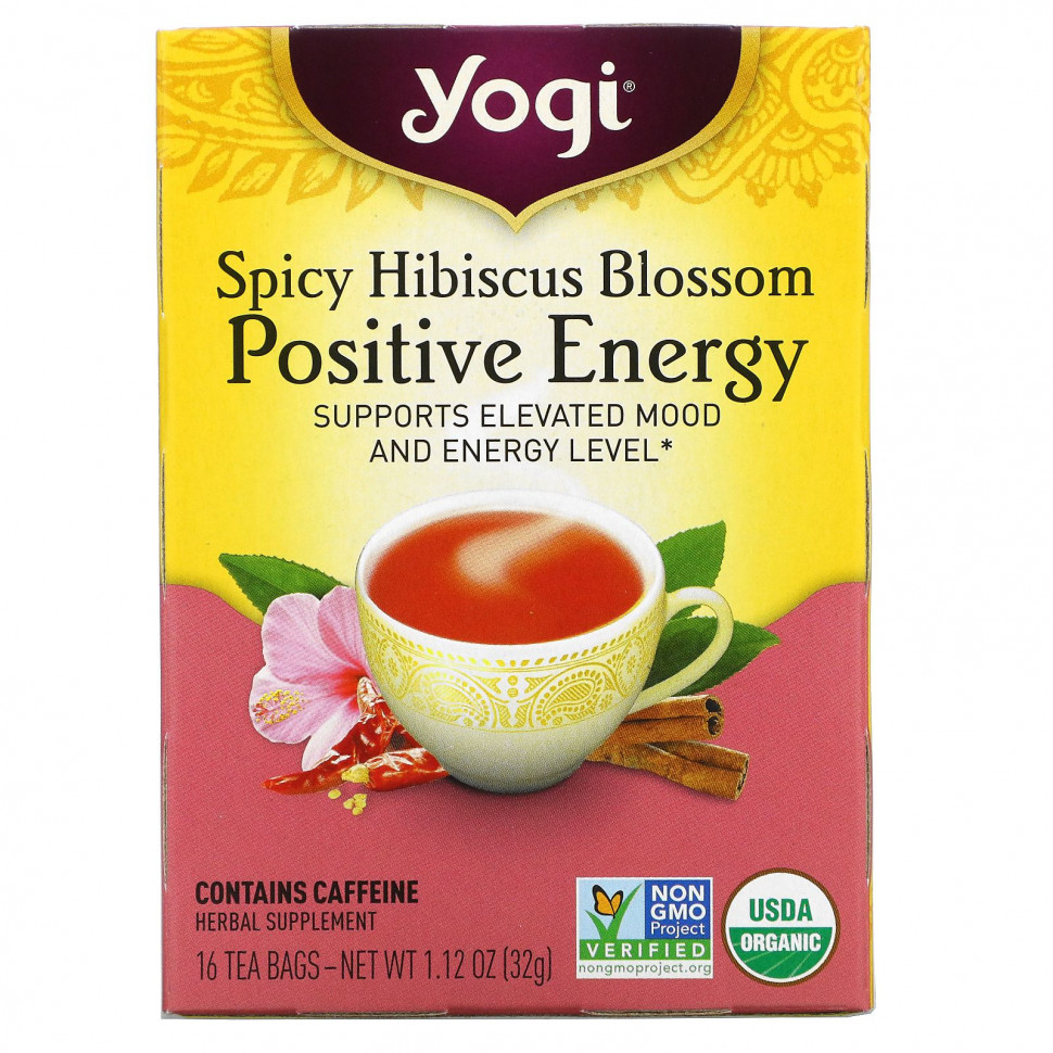 ���� ������ (Iherb) Yogi Tea, Spicy Hibiscus Positive Energy, 16 ������ ���������, 32 � (1,12 �����), ������ �� 930 ���