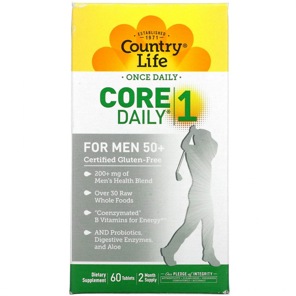 ���� ������ (Iherb) Country Life, Core Daily-1, �������������� ��� ������ ������ 50 ���, 60 ��������, ������ �� 3730 ���