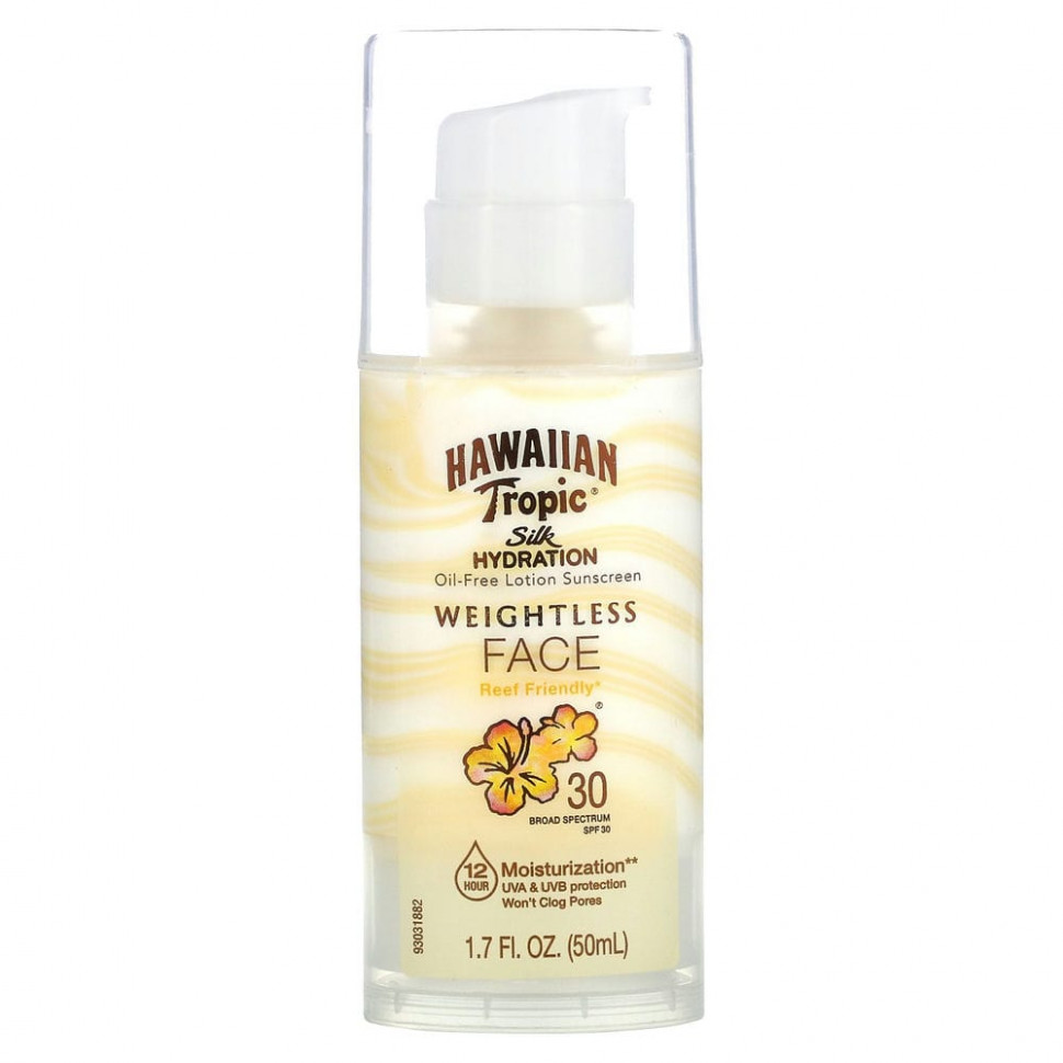 ���� ������ (Iherb) Hawaiian Tropic, Silk Hydration, Weightless Face, ��������� �������������� ������ ��� ���� ��� �����, SPF 30, 50 ��, ������ �� 2690 ���
