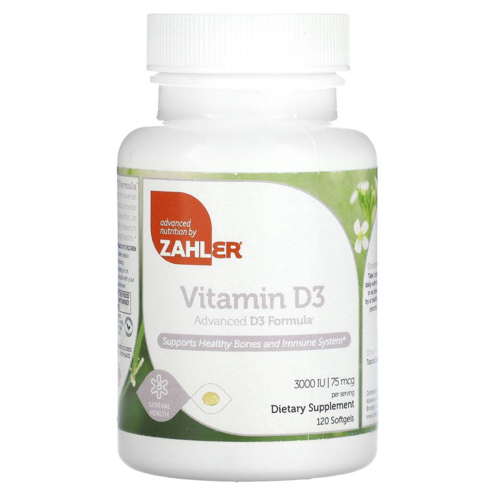 ���� ������ (Iherb) Zahler, ������� D3, ���������� ������� D3, 75 ��� (3000 ��), 120 ������ ��������, ������ �� 2480 ���