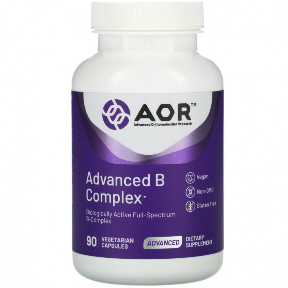 ���� ������ (Iherb) Advanced Orthomolecular Research AOR, Advanced B Complex, ���������� �������� ��������� ������ �, 90 ������������ ������, ������ �� 5000 ���