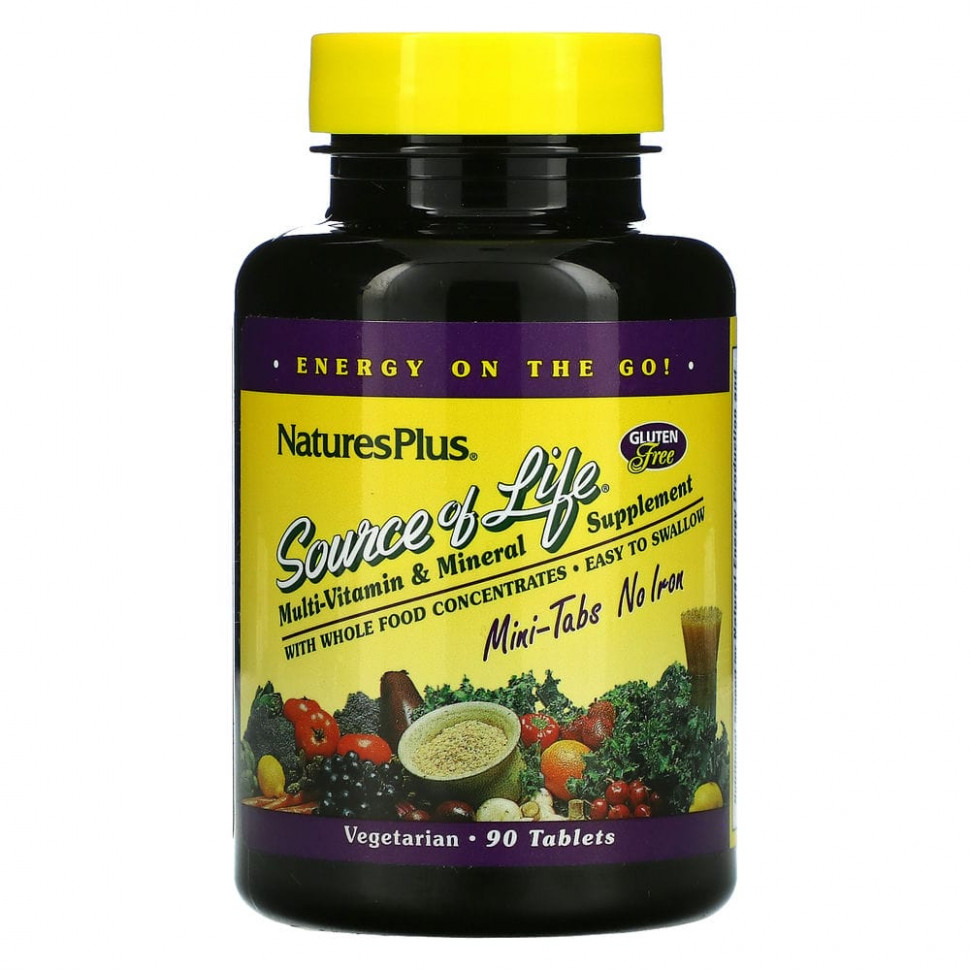 ���� ������ (Iherb) NaturesPlus, Source Of Life, ���������������� � ����������� �������, ��� ������, 90 ����-��������, ������ �� 2390 ���