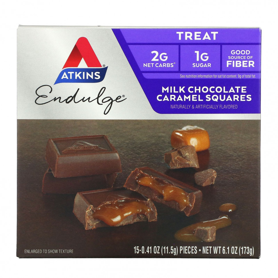   (Iherb) Atkins, Milk Chocolate Caramel Squares, 15 Pieces, 0.41 oz (11.5 g) Each    -     , -, 