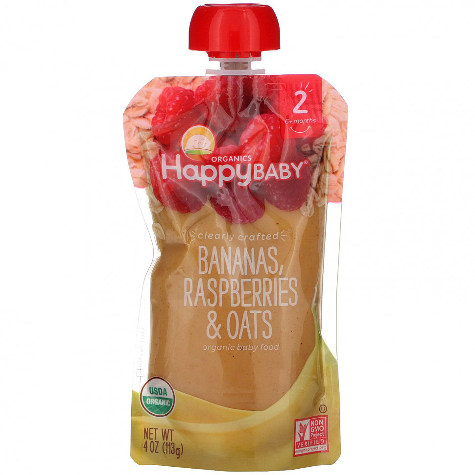 ���� ������ (Iherb) Happy Family Organics, Clearly Crafted, ������������ ������� �������, ���� 2, ��� ����� ������ 6 �������, �����, ������ � �������, 113 � (4 �����), ������ �� 550 ���