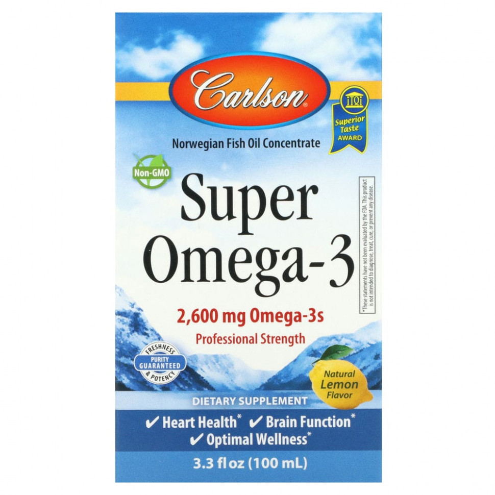 ���� ������ (Iherb) Carlson, ����� �����-3, ����������� �������� ����, 2600 ��, 3,3 �. ���. (100 ��), ������ �� 4980 ���