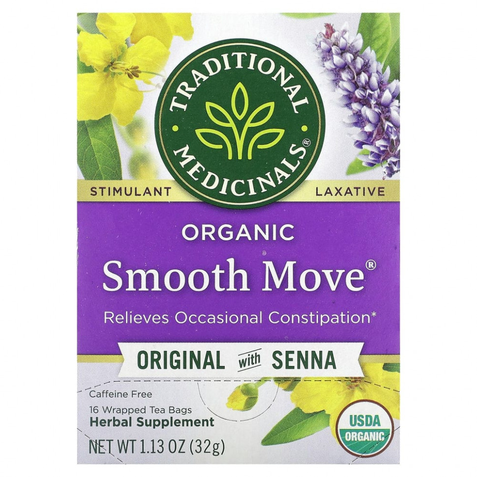 ���� ������ (Iherb) Traditional Medicinals, Organic Smooth Move, ������������ � ������, ��� �������, 16 ������ ���������, 32 � (1,13 �����), ������ �� 1210 ���