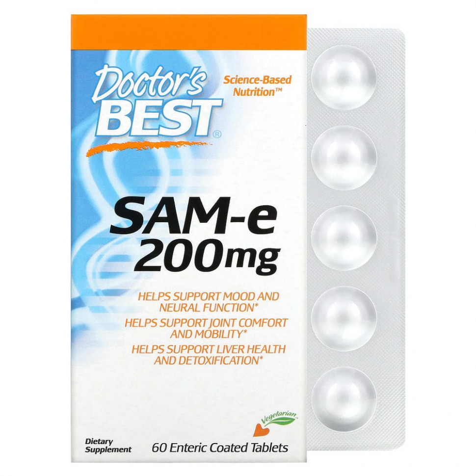 ���� ������ (Iherb) Doctor's Best, SAM-e, 200 ��, 60 ��������, �������� ������������������ ���������, ������ �� 5200 ���