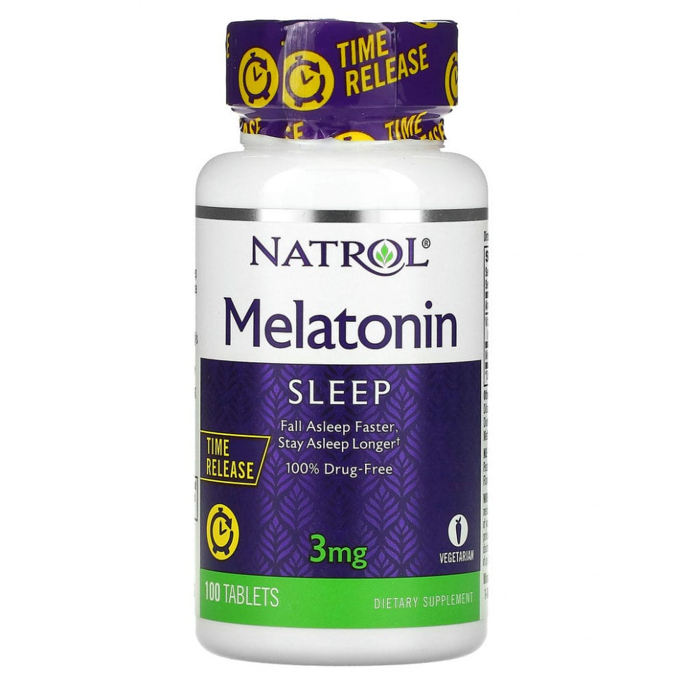 ���� ������ (Iherb) Natrol, ���������, ��������� �������������, 3 ��, 100 ��������, ������ �� 1710 ���