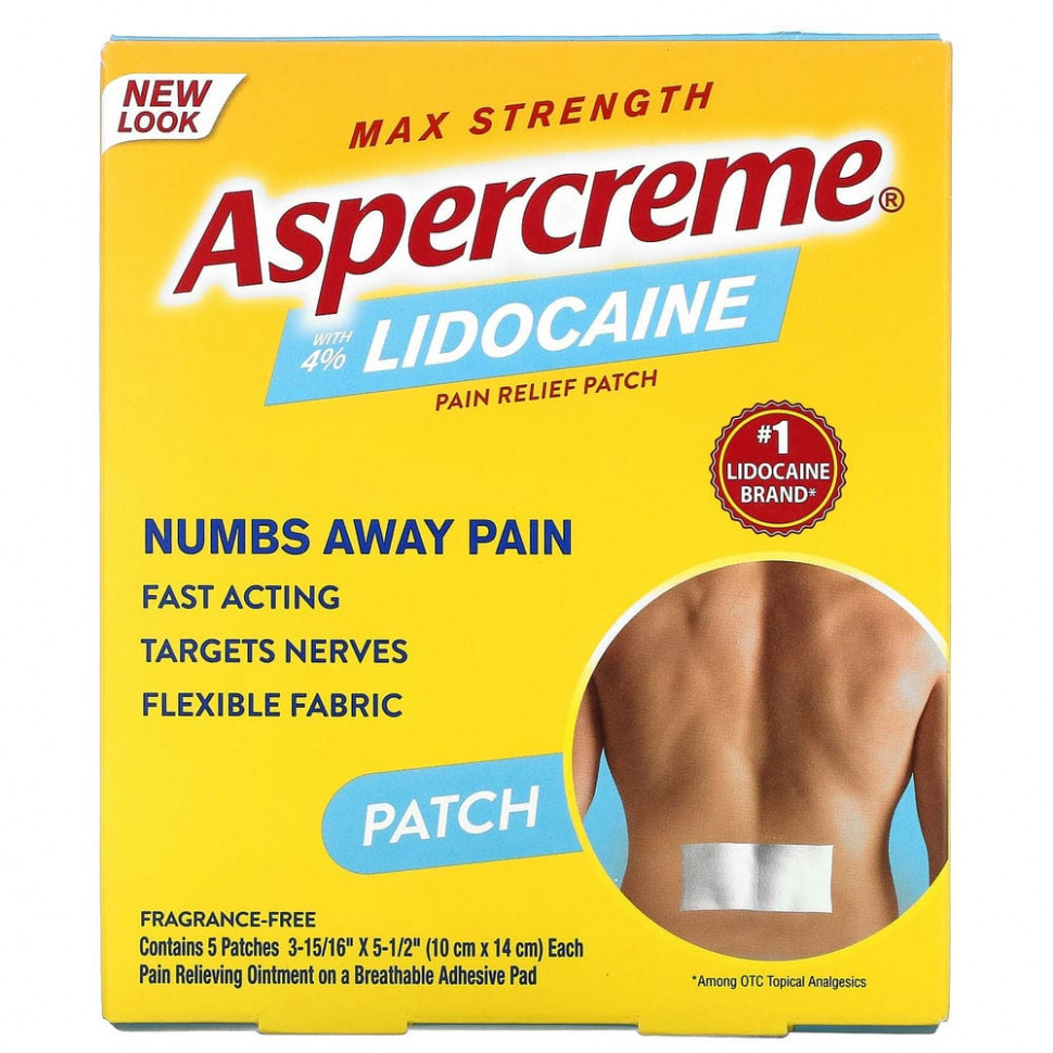 ���� ������ (Iherb) Aspercreme, �������������� �������� � 4% ����������, ������������ ����, ��� �������, 5 ��������� (10 �� x 14 ��) ������, ������ �� 2830 ���