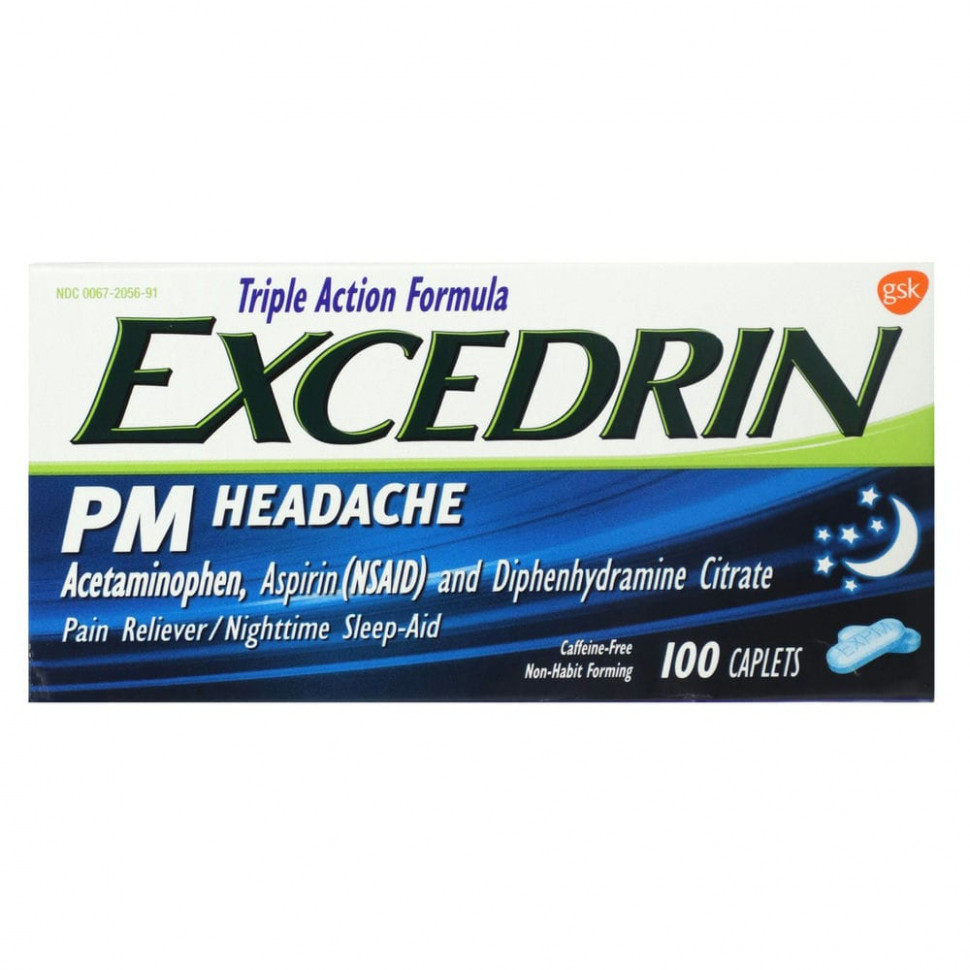   (Iherb) Excedrin, PM Headache, 100     -     , -, 