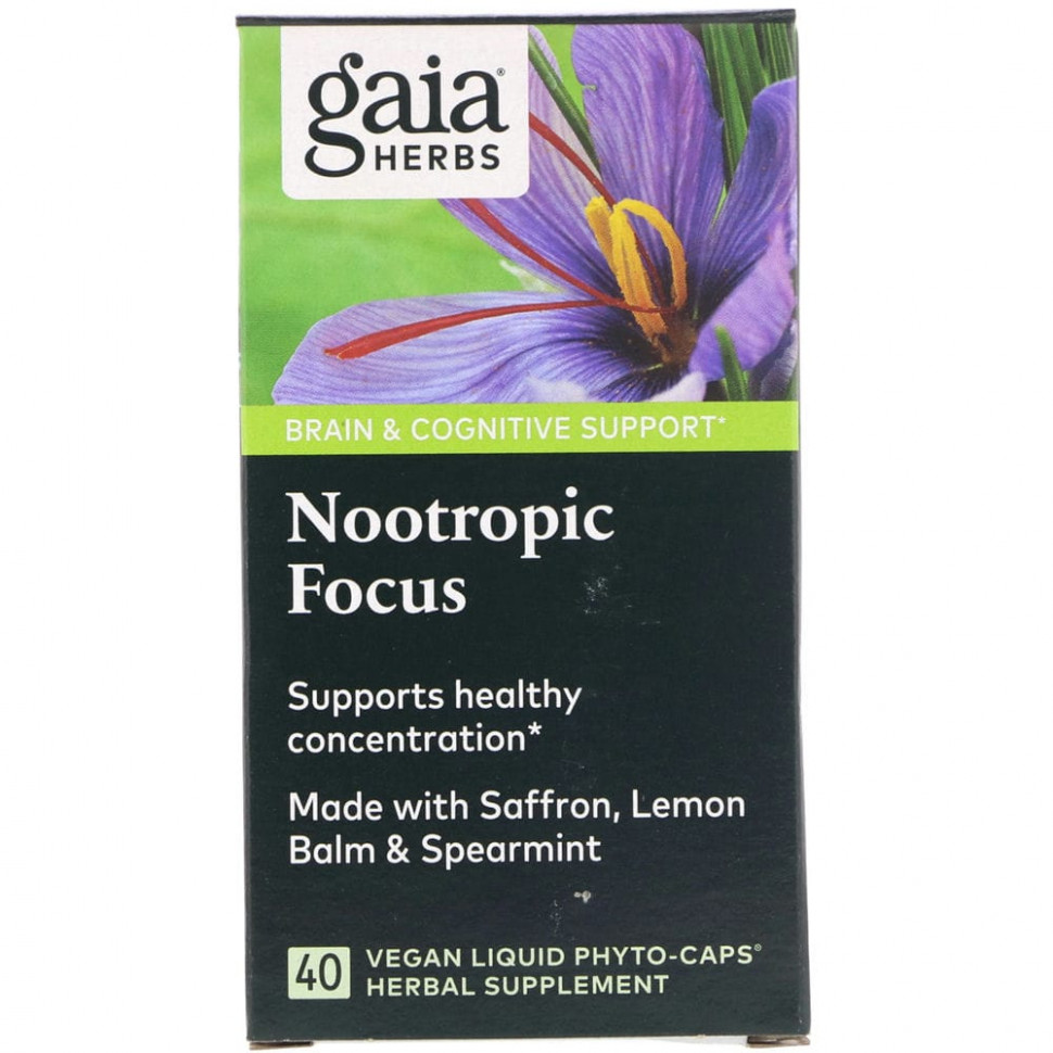   (Iherb) Gaia Herbs, Nootropic Focus, 40 Vegan Liquid Phyto-Caps    -     , -, 