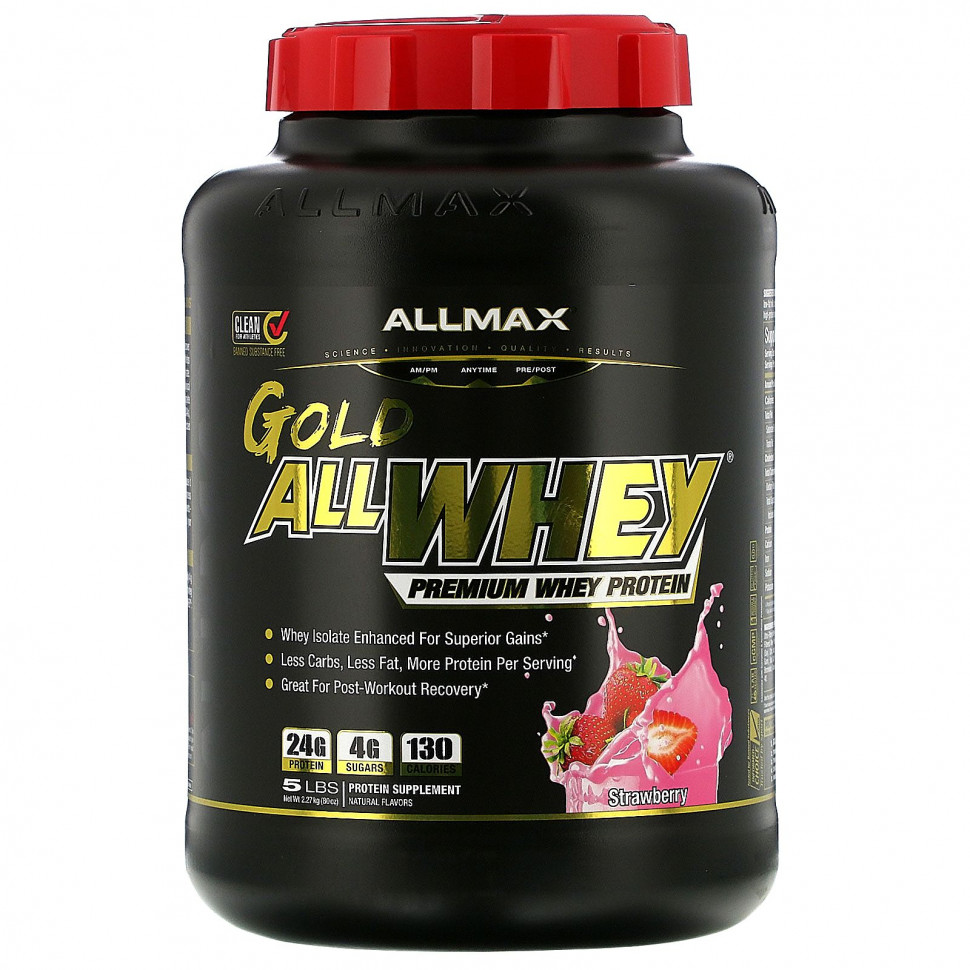   (Iherb) ALLMAX Nutrition, AllWhey Gold, Premium Whey Protein, Strawberry, 5 lbs. (2.27 kg)    -     , -, 