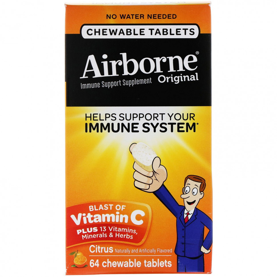 ���� ������ (Iherb) AirBorne, ����� �������� C, � ���������� ������, 64 ����������� ��������, ������ �� 3300 ���