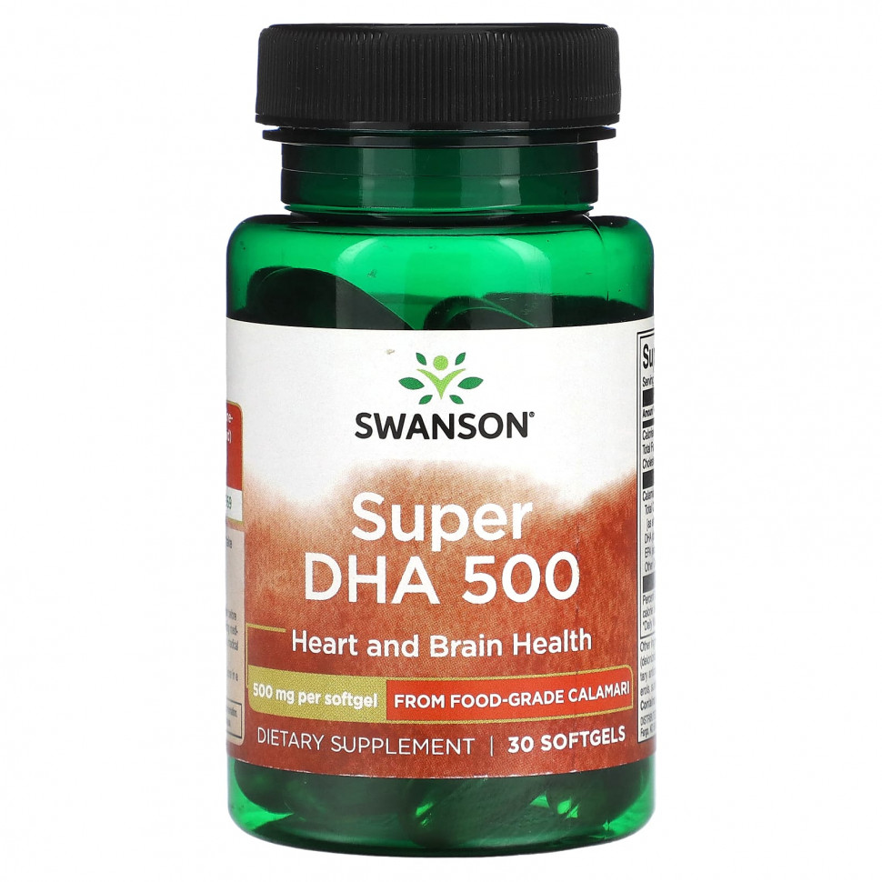   (Iherb) Swanson, Super DHA 500, 500 , 30      -     , -, 