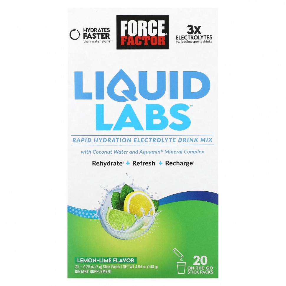 ���� ������ (Iherb) Force Factor, Liquid Labs, ����� � ����, 20 ��������� �� 7 � (0,25 �����), ������ �� 3300 ���