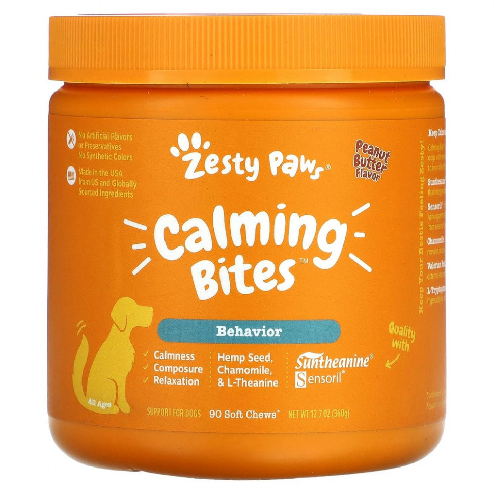   (Iherb) Zesty Paws, Calming Bites for Dogs, Behavior, All Ages,  , 90      -     , -, 