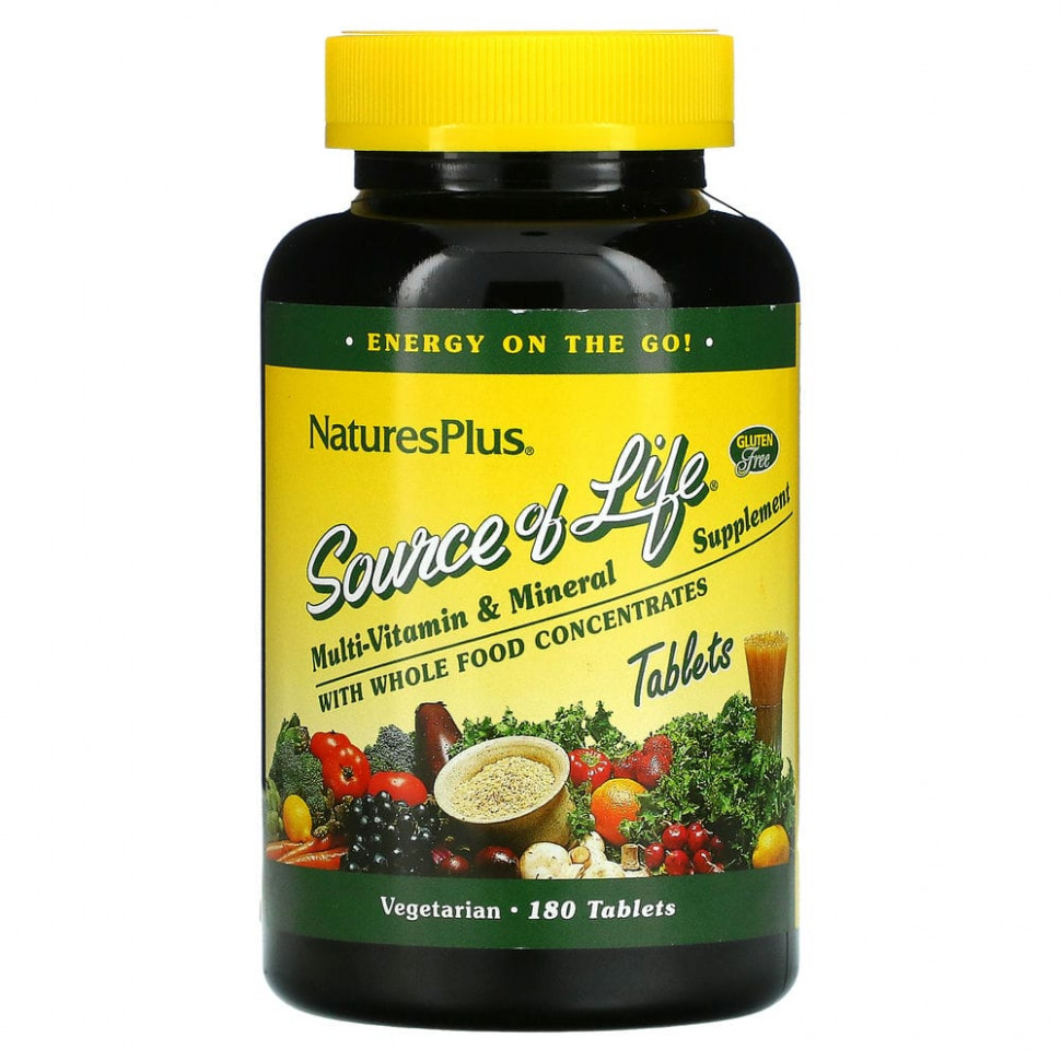 ���� ������ (Iherb) NaturesPlus, Source of Life, ���������������� � ����������� ������� � �������� �������� �������������, 180 ��������, ������ �� 8900 ���