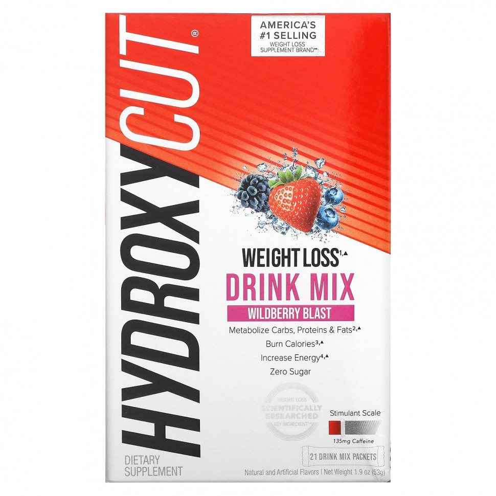   (Iherb) Hydroxycut, Weight Loss Drink Mix, Wildberry Blast, 21 Packets, 1.9 oz (53 g)    -     , -, 