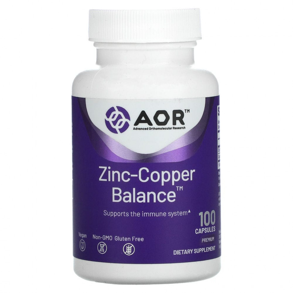 ���� ������ (Iherb) Advanced Orthomolecular Research AOR, Zinc-Copper Balance, 100 �������������� ������, ������ �� 3930 ���