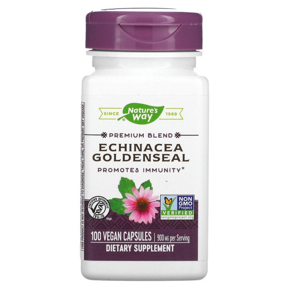 ���� ������ (Iherb) Nature's Way, Echinacea Goldenseal, 450 mg, 100 Vegan Capsules, ������ �� 3380 ���