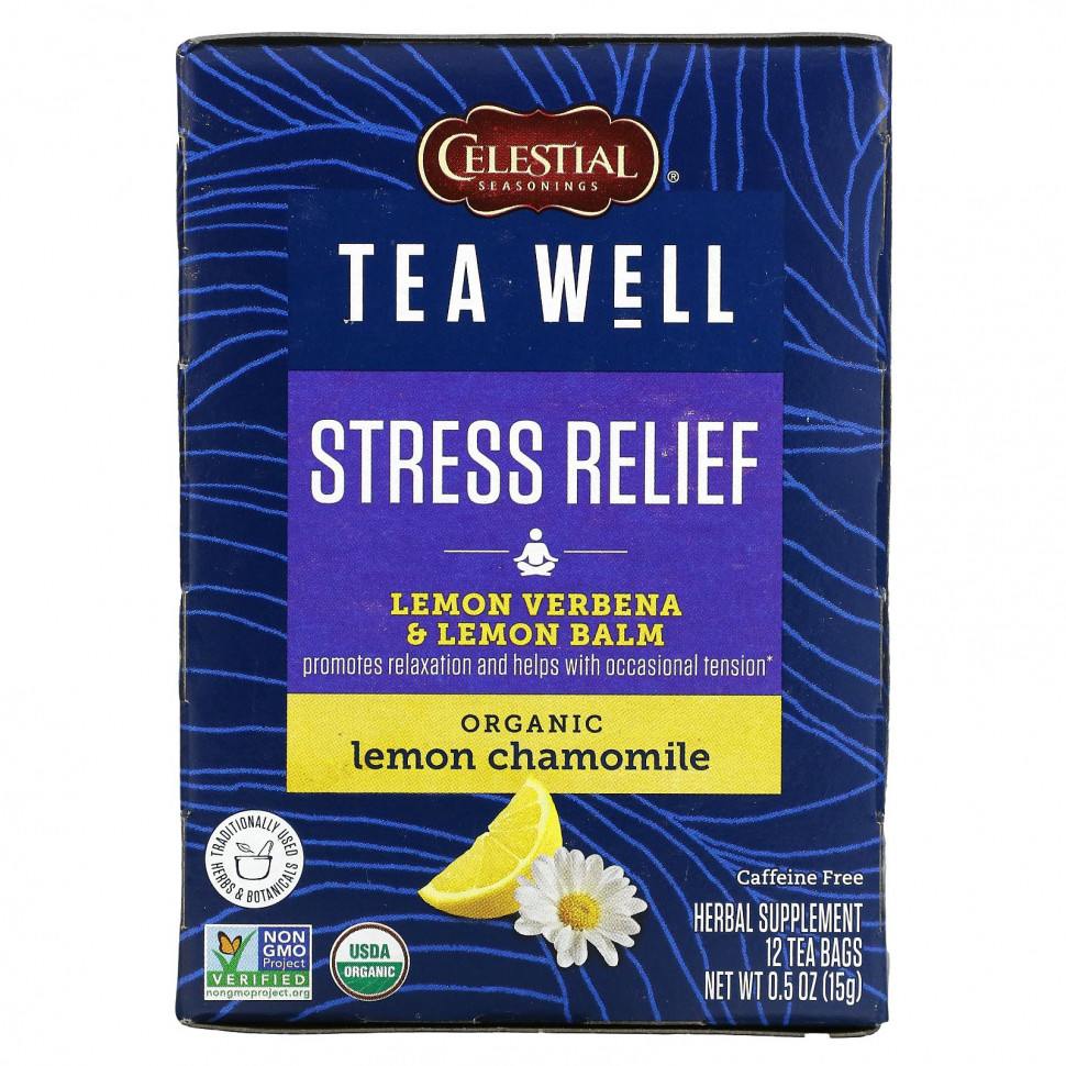 ���� ������ (Iherb) Celestial Seasonings, Stress Relief, �������� ������� � �������, ������������ �������� �������, ��� �������, 12 ������ ��������� �� 1,2 � (0,06 �����), ������ �� 1050 ���