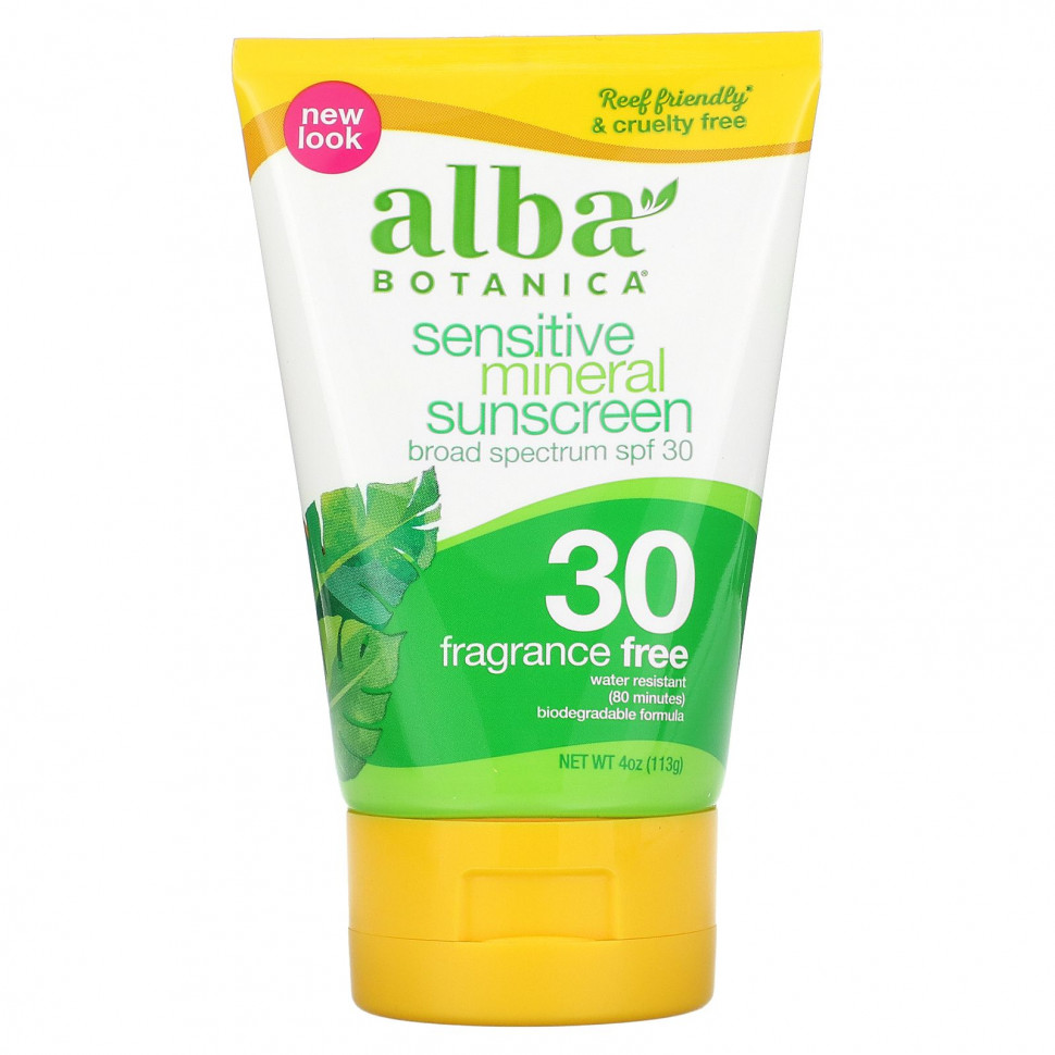 ���� ������ (Iherb) Alba Botanica, �������������� ���� �� ����������� ������, ��� �������������� ����, �� �������� �������, SPF(�������������� ������) 30, 113 � (4 ���.), ������ �� 2450 ���
