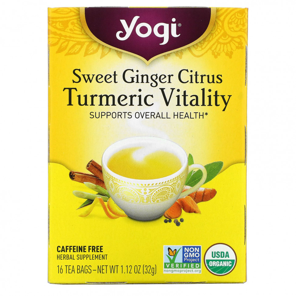   (Iherb) Yogi Tea, Sweet Ginger Citrus Turmeric Vitality,  , 16  , 1,12  (32 )    -     , -, 