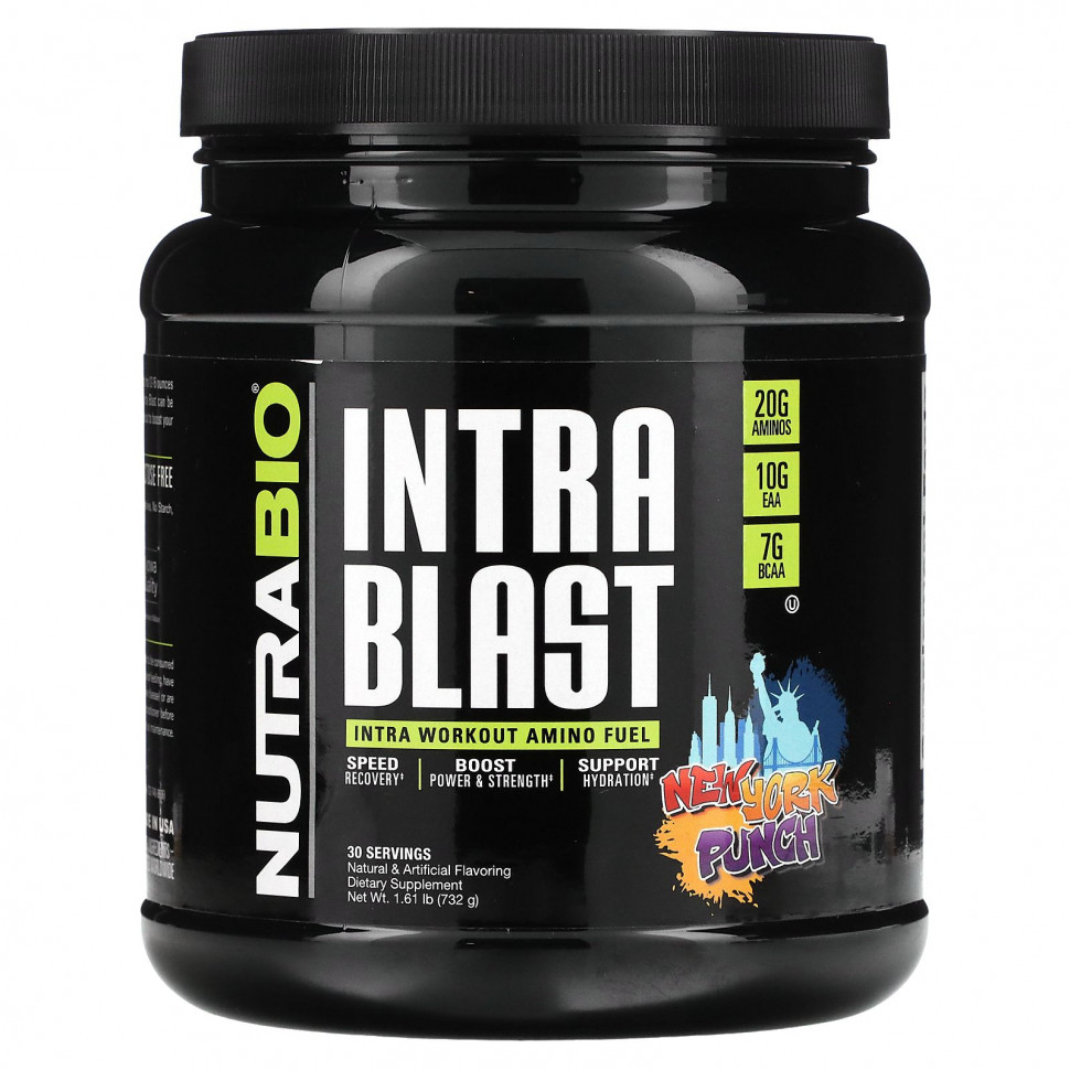 ���� ������ (Iherb) NutraBio Labs, Intra Blast, ������� ��� ���� �� ����� ����������, New York Punch, 732 � (1,61 �����), ������ �� 7270 ���