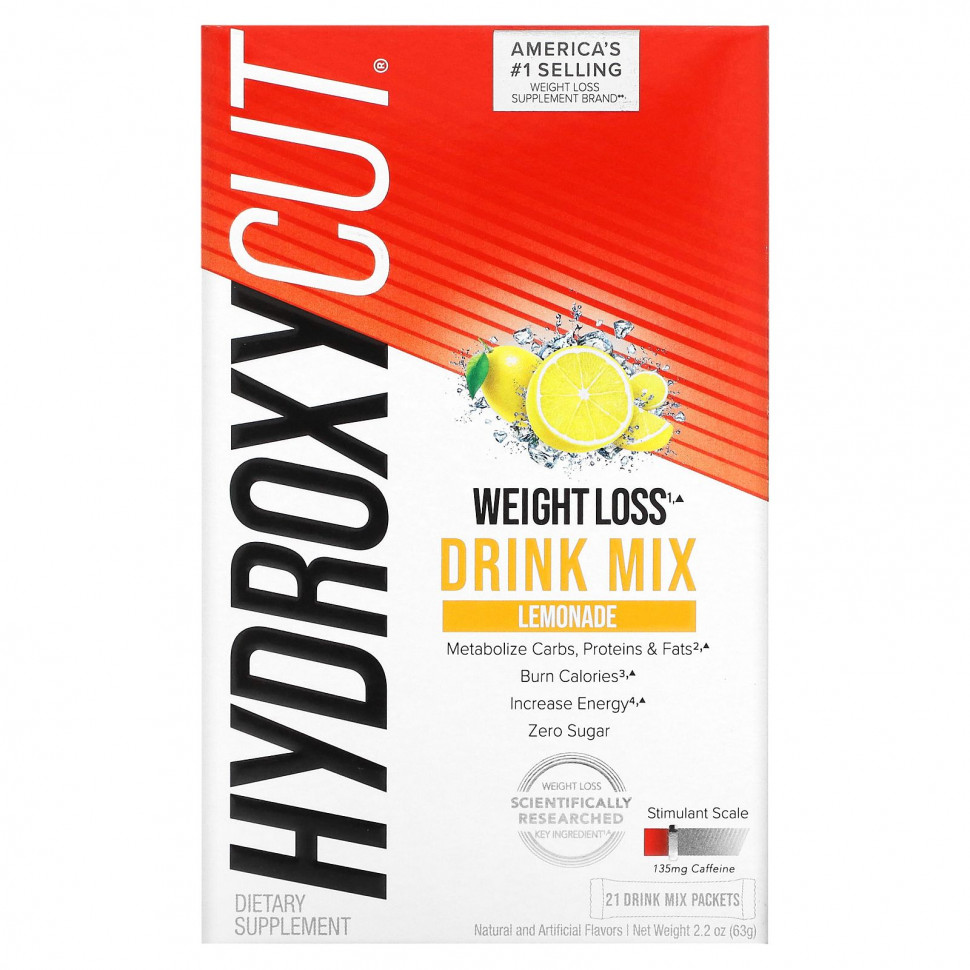   (Iherb) Hydroxycut, Weight Loss Drink Mix, Lemonade, 21 Packets, 2.2 oz (63 g)    -     , -, 