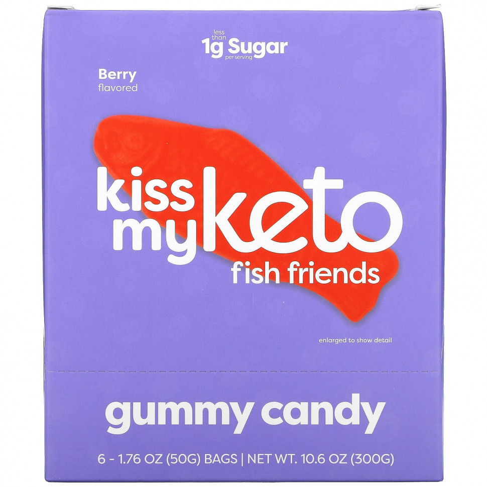   (Iherb) Kiss My Keto, Fish Friends Gummy Candy, Berry Flavor, 6 Bags, 1.76 oz ( 50 g) Each    -     , -, 