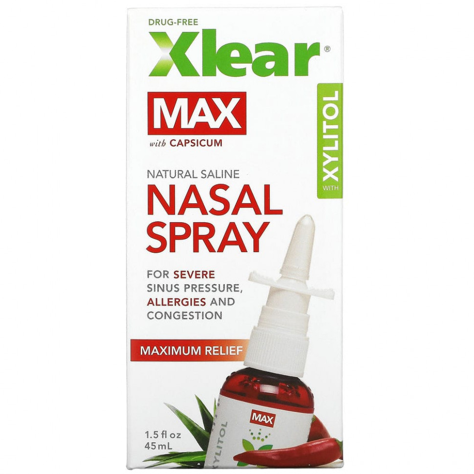 ���� ������ (Iherb) Xlear, Max, ��������� ����� � ����������� ������� ��������� � ��������, ������������ ����������, 1,5 ������ ����� (45 ��), ������ �� 2630 ���