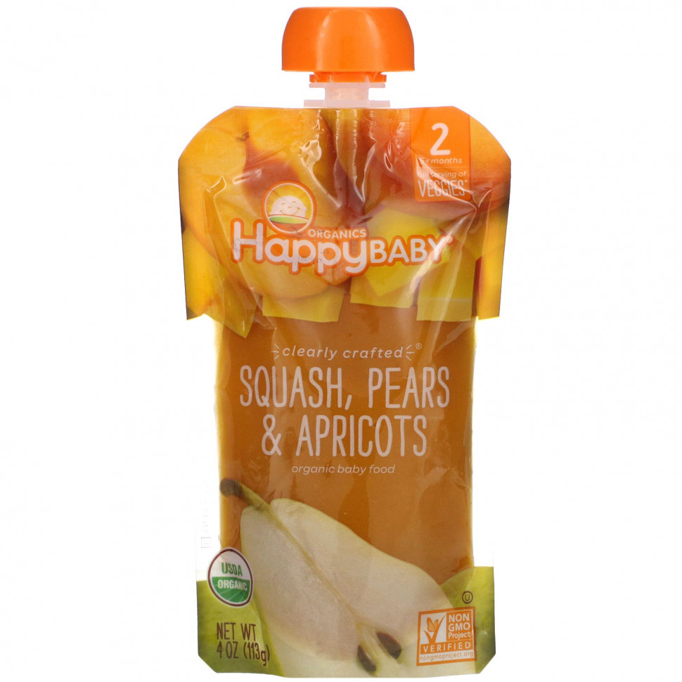 ���� ������ (Iherb) Happy Family Organics, Happy Baby, ������������ ������� �������, ��� ����� �� 6 �������, �����, ����� � ��������, 113 � (4 �����), ������ �� 560 ���