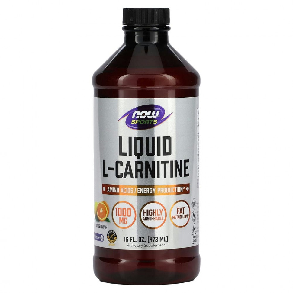 ���� ������ (Iherb) NOW Foods, Sports, ������ L-��������, �� ������ ������, 1000 ��, 473 �� (16 ����. �����), ������ �� 2640 ���