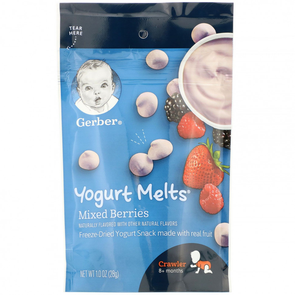 ���� ������ (Iherb) Gerber, Graduates, Yogurt Melts, �� 8 �������, ����� ����, 28 � (1,0 �����), ������ �� 1210 ���