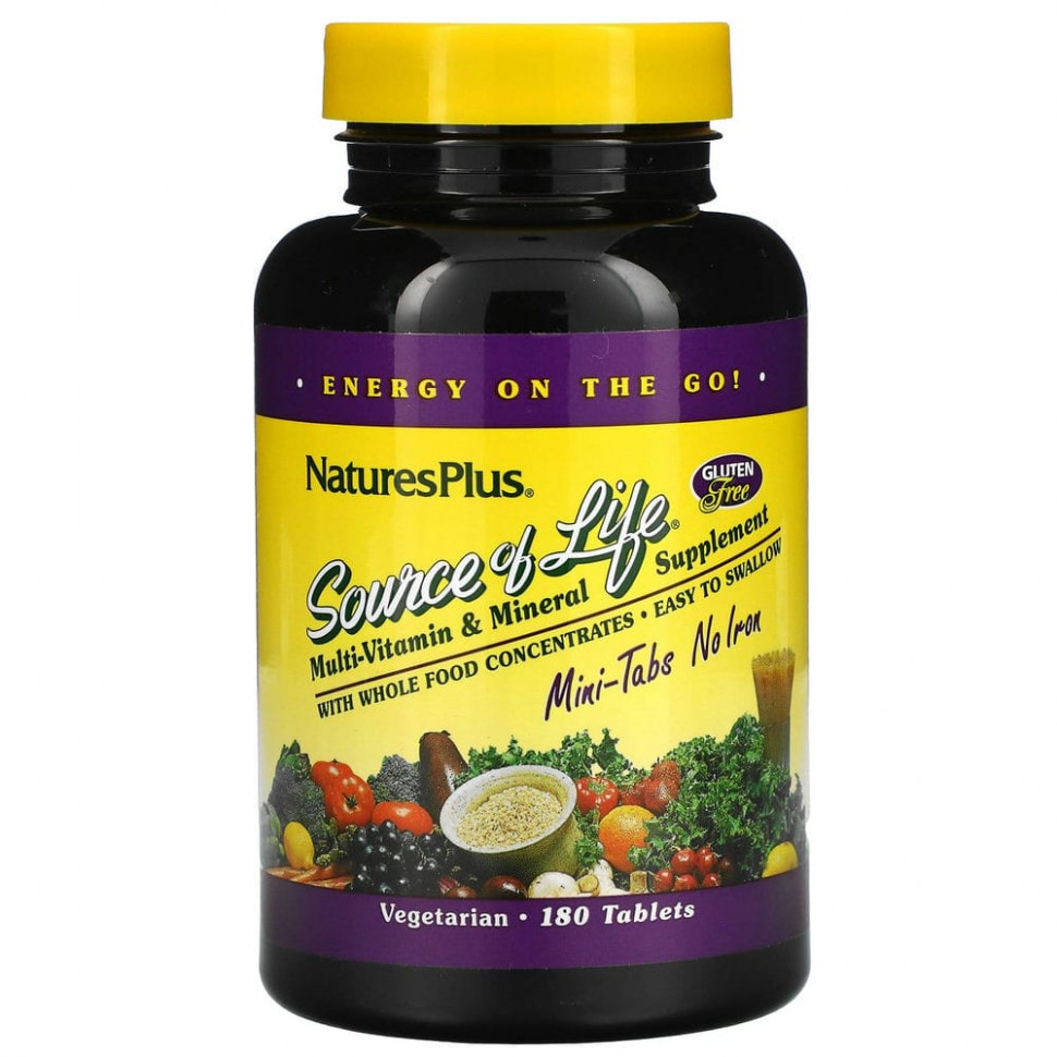 ���� ������ (Iherb) NaturesPlus, Source of Life, ���������������� � ����������� �������, ��� ������, 180 ��������, ������ �� 4330 ���