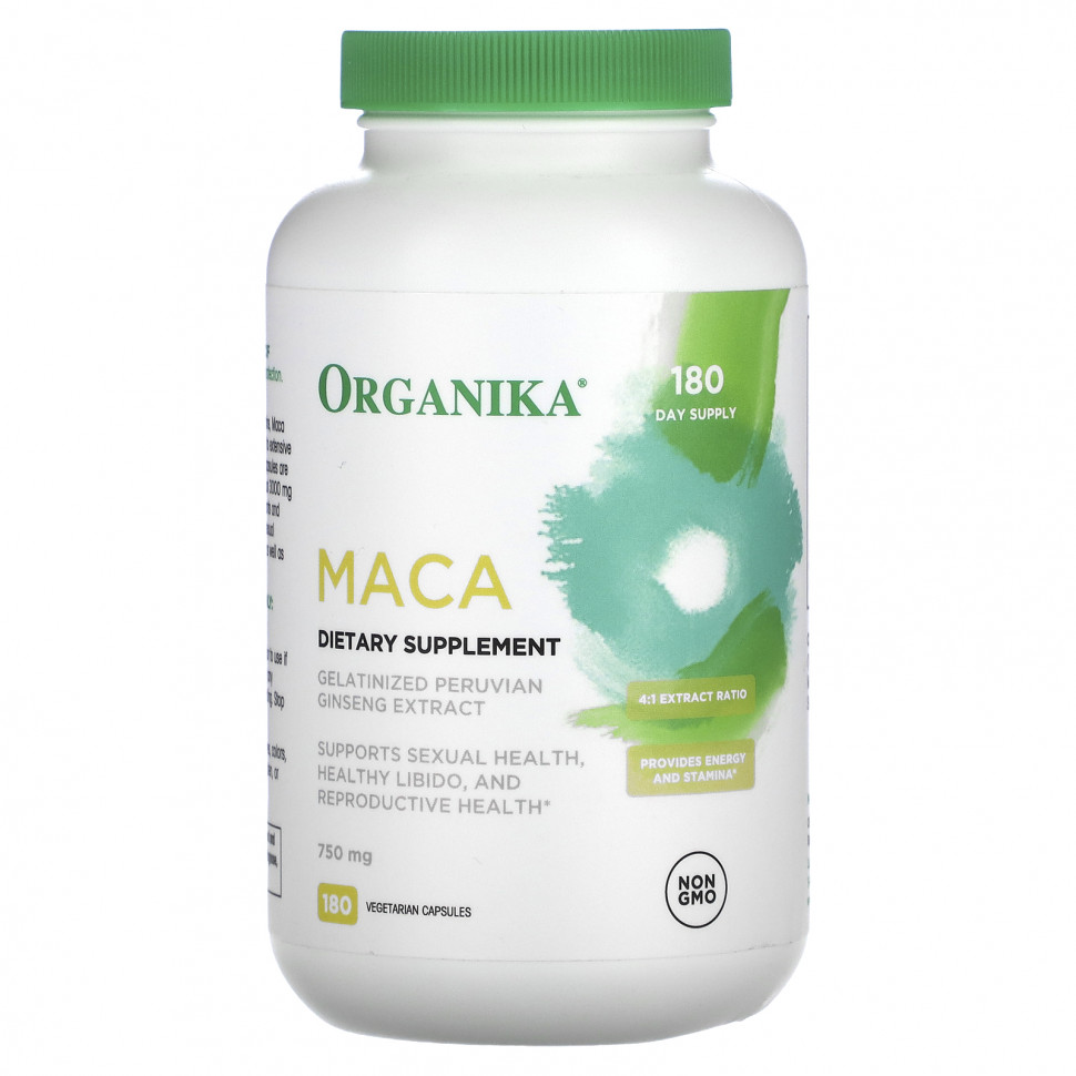   (Iherb) Organika, MACA, 750 mg, 180 Vegetarian Capsules    -     , -, 