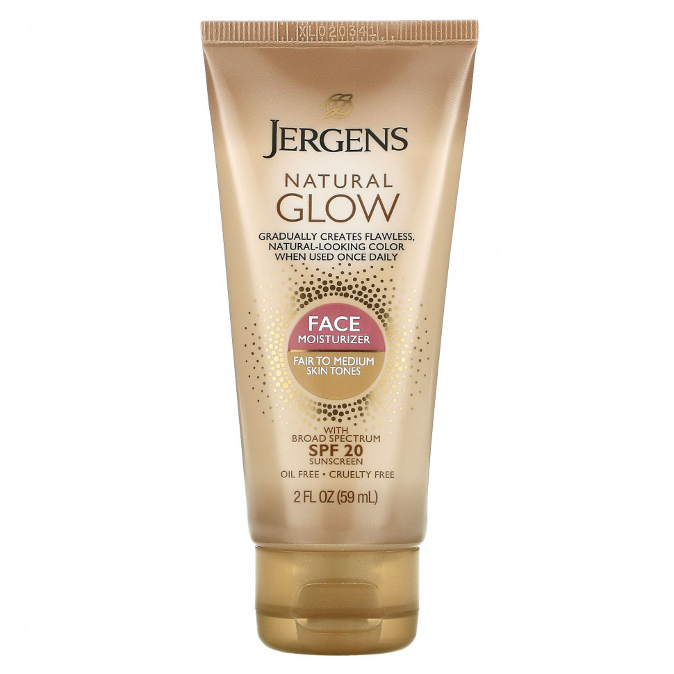 ���� ������ (Iherb) Jergens, ����������� �������� Natural Glow ��� ����������� ����� �� �����, SPF 20, ������� Fair to Medium, 59 ��, ������ �� 3010 ���