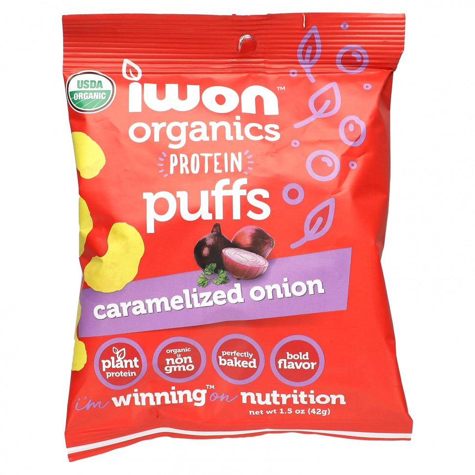 ���� ������ (Iherb) IWON Organics, Organics Protein Puffs, ���������������� ���, 8 ��������� �� 42 � (1,5 �����), ������ �� 6260 ���