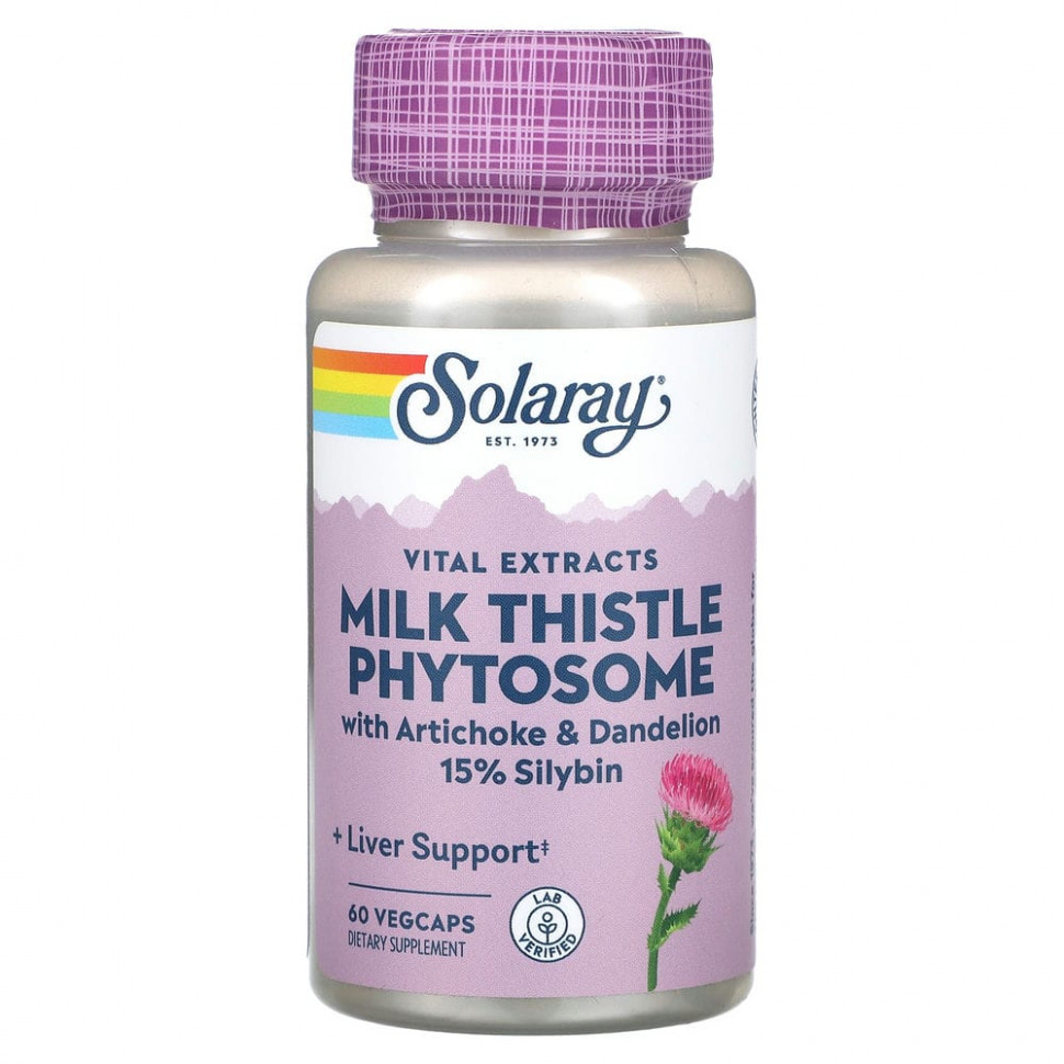   (Iherb) Solaray, Vital Extracts, Milk Thistle Phytosome, 60 VegCaps    -     , -, 