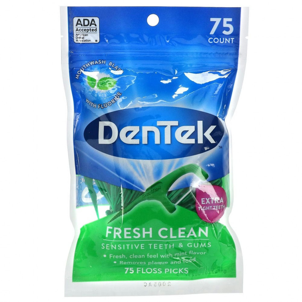 ���� ������ (Iherb) DenTek, Fresh Clean, ���������� � ������ �����, �������� ��� ������� ������� ���, 75 ����������, ������ �� 750 ���