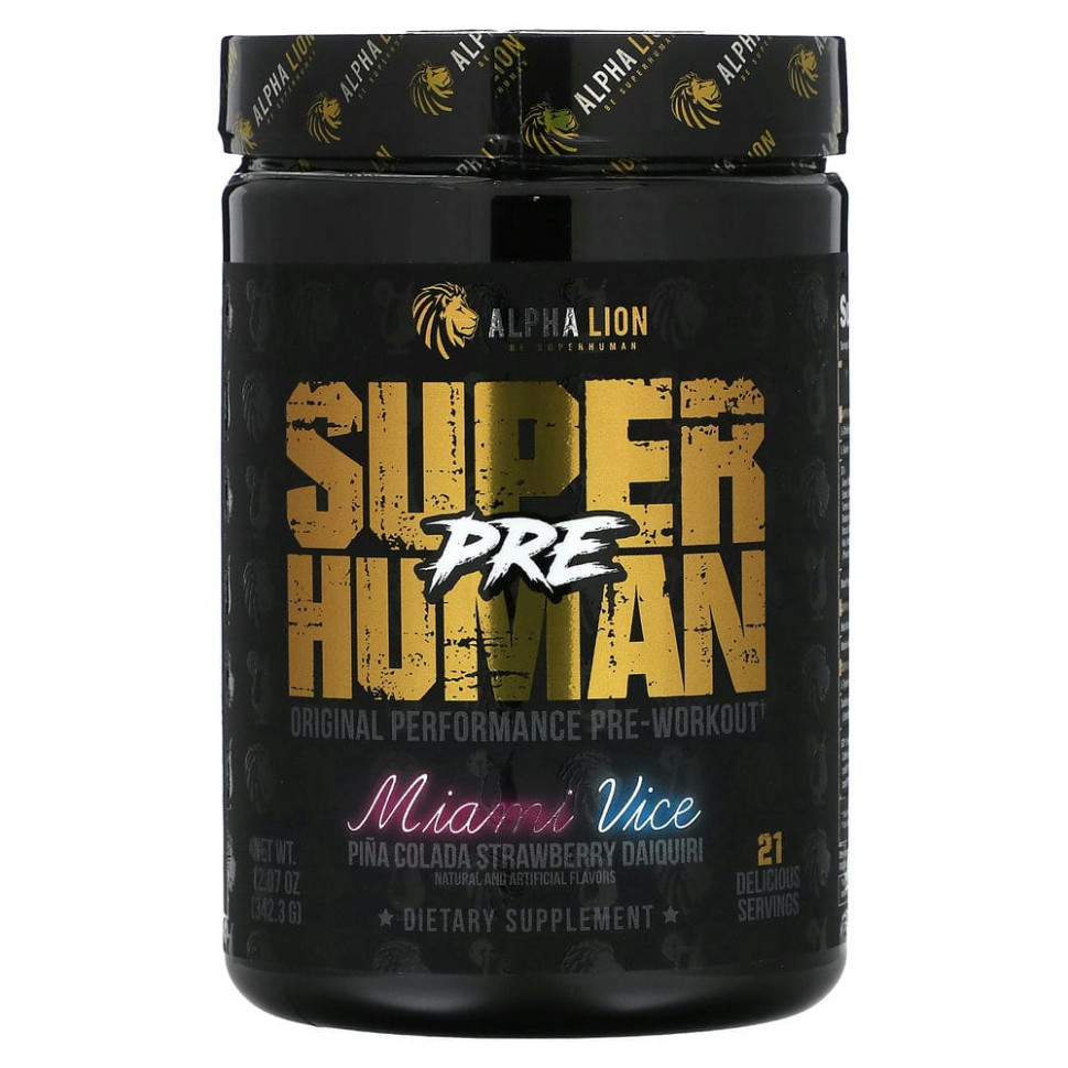 ���� ������ (Iherb) ALPHA LION, SuperHuman Pre, Miami Vice, ����-������ � ���������� �������, 342,3 � (12,07 �����), ������ �� 7710 ���