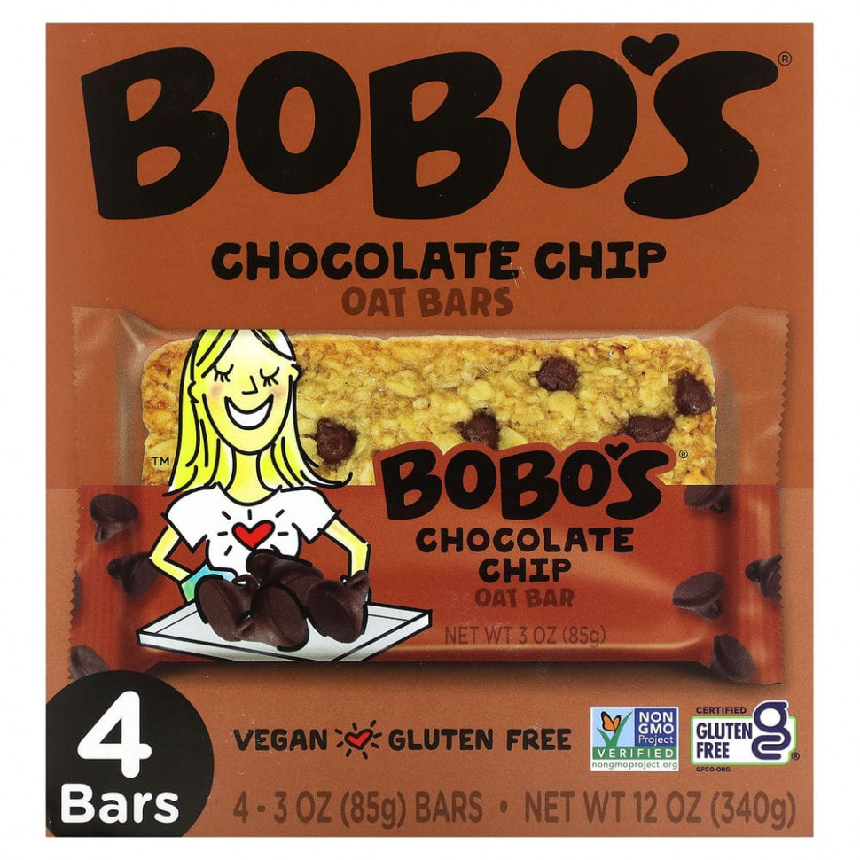 ���� ������ (Iherb) Bobo's Oat Bars, ������� ��������� � ���������� �������, 4 ��������� �� 85 � (3 �����), ������ �� 2290 ���