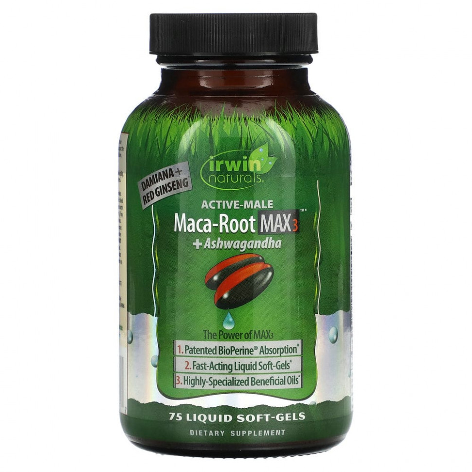 ���� ������ (Iherb) Irwin Naturals, Maca Root Max 3 + ���������, 75 ����������� ������, ������ �� 4970 ���