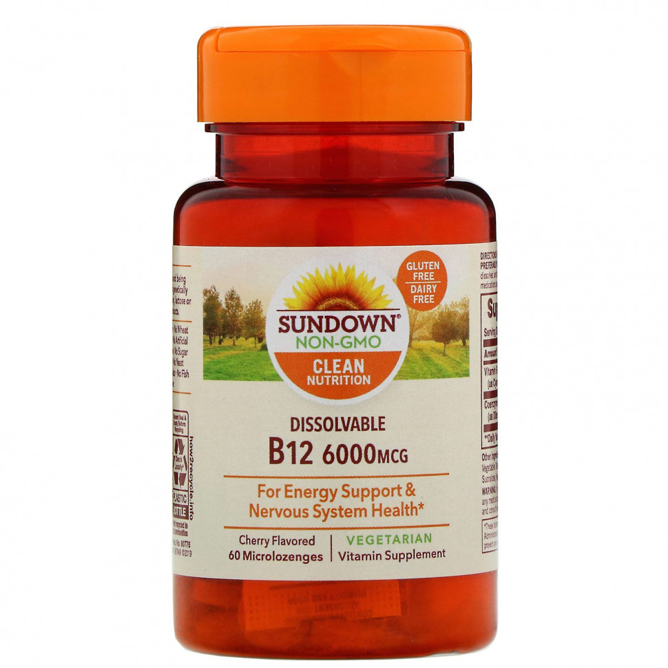 ���� ������ (Iherb) Sundown Naturals, ������� B12 ��� ������������, ������������ �������, 6000 ���, 60 ������������� ��� ������������, ������ �� 2710 ���