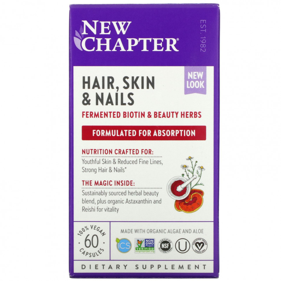   (Iherb) New Chapter, Perfect Hair, Skin & Nails, 60 Vegan Capsules    -     , -, 