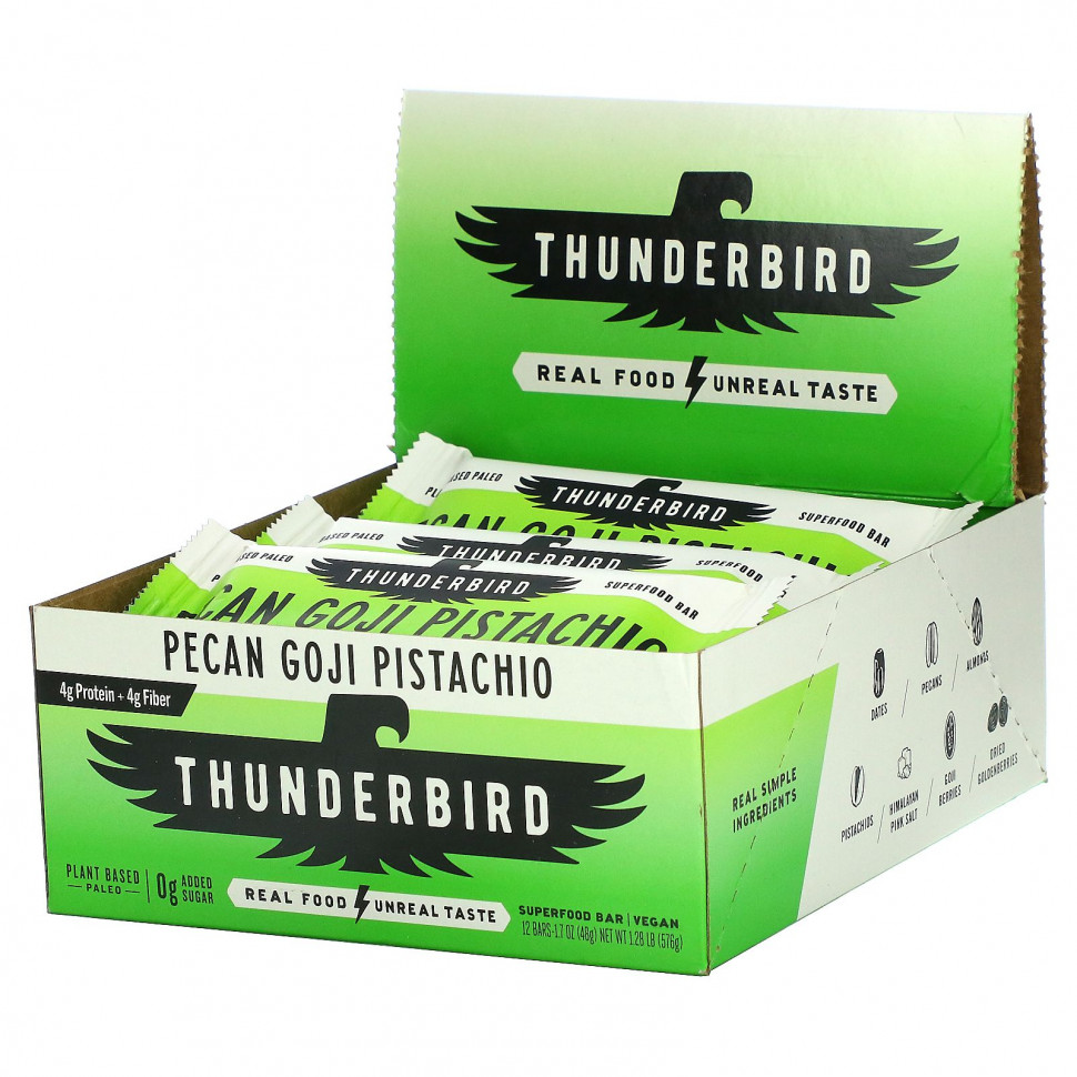 ���� ������ (Iherb) Thunderbird, Superfood Bar, ����� � ��������, 12 ���������� �� 48 � (1,7 �����), ������ �� 6010 ���